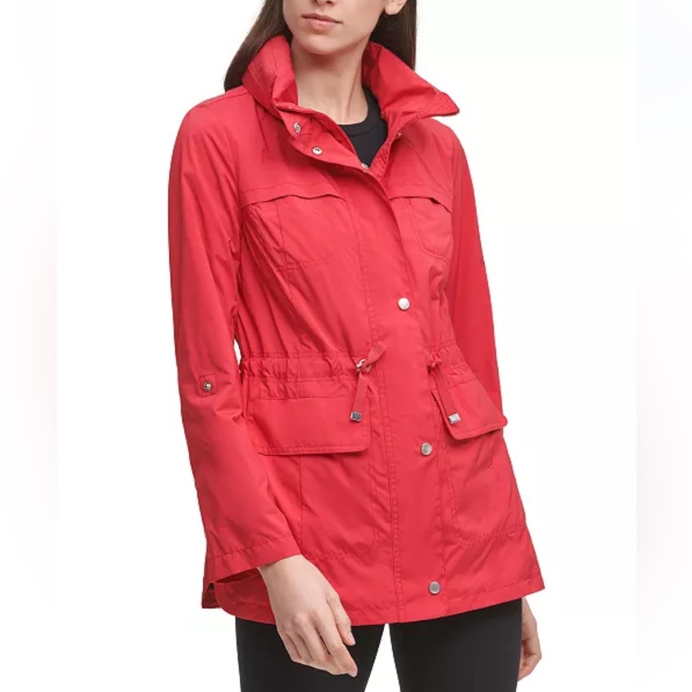 Cole Haan Anorak Zip Front Red Rain Jacket